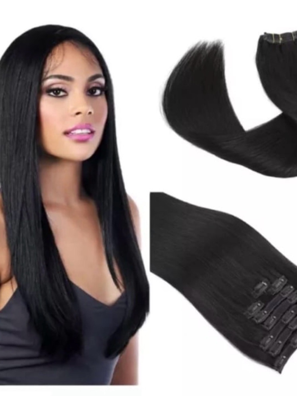Double Weft Human Hair Extensions Clip in 100% Real Remy Hair Full Head 16 Inch